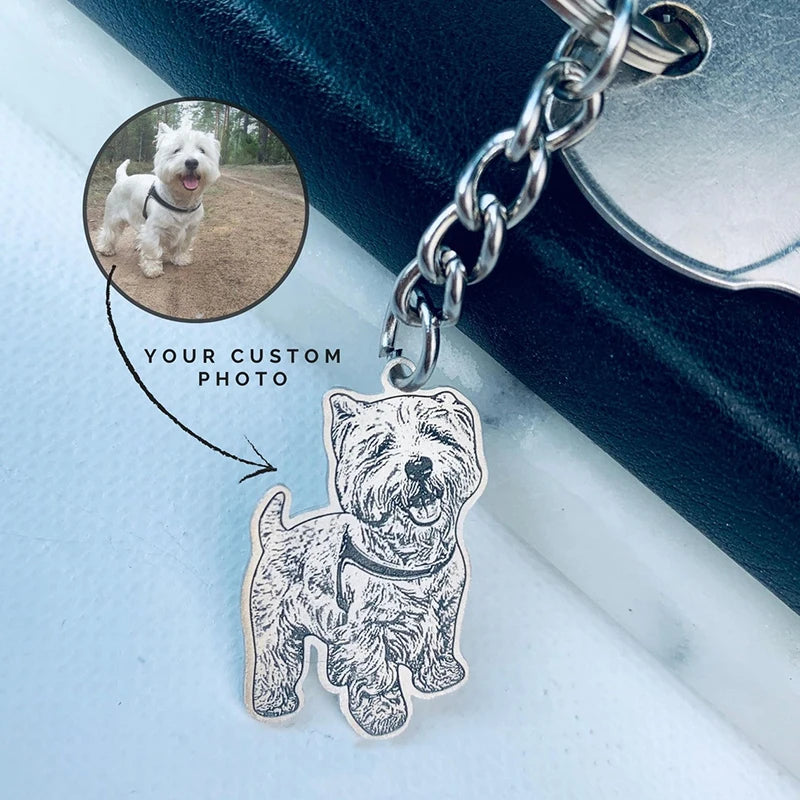 Custom Photo Engraved Stainless Steel Keychain - Family Gift