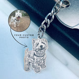 Custom Photo Engraved Stainless Steel Keychain - Family Gift