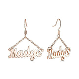 Personality Dangle Name Earrings Stainless Steel Rose Chain Nameplate Jewelry