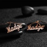Personality Dangle Name Earrings Stainless Steel Rose Chain Nameplate Jewelry