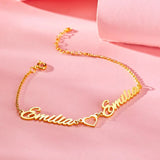 Custom Heart Anklet Personalized Name Bracelet 18K Plated