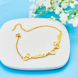 Custom Heart Anklet Personalized Name Bracelet 18K Plated