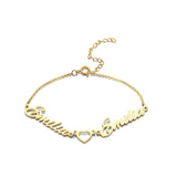 Custom Heart Anklet Personalized Name Bracelet 18K Plated