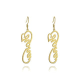 Stainless Steel Name Drop Earrings Personalized Letters Chain Jewelry