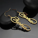 Stainless Steel Name Drop Earrings Personalized Letters Chain Jewelry