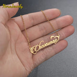 Personalized Letter Heart Necklace Pendant - Stainless Steel Name Necklace