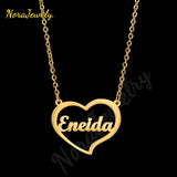 Heart Pendant Nameplate Choker Chain Stainless Steel Letter Necklace