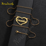 Heart Pendant Nameplate Choker Chain Stainless Steel Letter Necklace