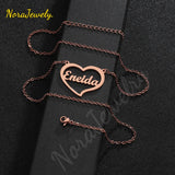 Heart Pendant Nameplate Choker Chain Stainless Steel Letter Necklace