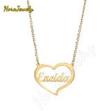 Heart Pendant Nameplate Choker Chain Stainless Steel Letter Necklace