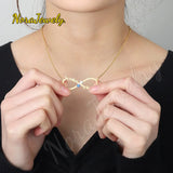 Frosted Infinity Name Necklace with Birthstone Pendant