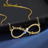 Frosted Infinity Name Necklace with Birthstone Pendant