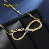 Frosted Infinity Name Necklace with Birthstone Pendant