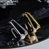 Hollow Rectangle Geometric Ear Clips for Women Girls Pearls Earrings