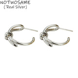 Mirror Silver Bowknot Earrings 925 Sterling Silver Hoop Earring