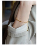 925 Silver Bracelets Glossy Rice Beads Bangles
