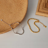 925 Silver Bracelets Glossy Rice Beads Bangles