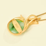 Natural Jadeite Peacock Pendant Necklace Enamel Phoenix Jewelry 925 Silver