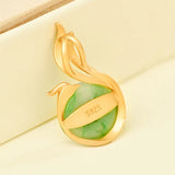 Natural Jadeite Peacock Pendant Necklace Enamel Phoenix Jewelry 925 Silver