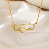 ZFSILVER S925 Sterling Silver Geometric Diamondset Necklace