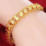 Heart Flower 24k Gold Bracelet for Women, Wedding Jewelry Gift
