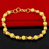24k Gilded Buddha Bead Hollow 6mm Bracelet for Women's Wedding