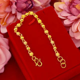 24k Gilded Buddha Bead Hollow 6mm Bracelet for Women's Wedding