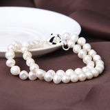 8mm Natural Pearl 925 Sterling Silver Chain Necklace Woman Engagement Wedding