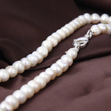 8mm Natural Pearl 925 Sterling Silver Chain Necklace Woman Engagement Wedding