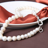 8mm Natural Pearl 925 Sterling Silver Chain Necklace Woman Engagement Wedding
