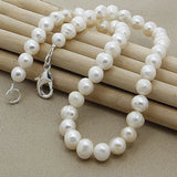 8mm Natural Pearl 925 Sterling Silver Chain Necklace Woman Engagement Wedding