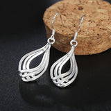 925 Silver Twist Wave Line Drop Earrings For Women