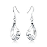 925 Silver Twist Wave Line Drop Earrings For Women