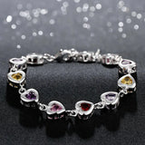 925 Silver Charm Bracelets Chain Crystal Stone Drop Jewelry For Women