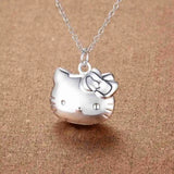 925 Silver Hot Kitty Cat Pendant Necklace for Women Party Wedding Jewelry