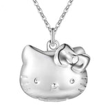 925 Silver Hot Kitty Cat Pendant Necklace for Women Party Wedding Jewelry
