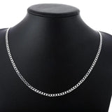 925 Silver 4MM Full Sideways Chain Necklace 16-30 inches Wedding Jewelry