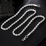 925 Silver 4mm Rope Chain Necklace 16-24 inch Wedding Charm Jewelry