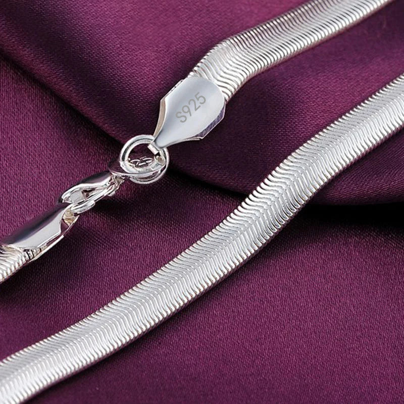 925 Sterling Silver 6MM Snake Chain Necklace For Men Wedding