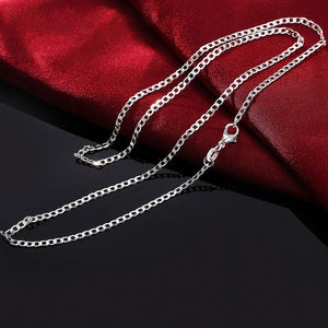 925 Silver 2mm Side Chain Necklace 16-30 Inches