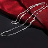 925 Silver 2mm Side Chain Necklace 16-30 Inches