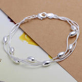 925 Sterling Silver Bead Bracelet Chain for Women Wedding Jewelry