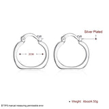 925 Silver Square Round 20mm Hoops Earrings Wedding Charm Jewelry
