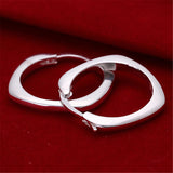 925 Silver Square Round 20mm Hoops Earrings Wedding Charm Jewelry