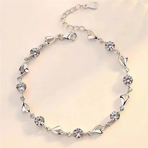 925 Silver Zircon Love Bracelet Crystal Chain For Women Wedding Party