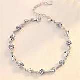 925 Silver Zircon Love Bracelet Crystal Chain For Women Wedding Party