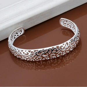 925 Sterling Silver Charm Bangle Bracelet for Women