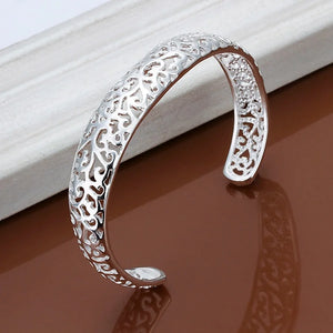 925 Sterling Silver Charm Bangle Bracelet for Women