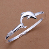 925 Silver Dolphin Bracelet Bangle for Women Wedding