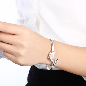 925 Silver Dolphin Bracelet Bangle for Women Wedding